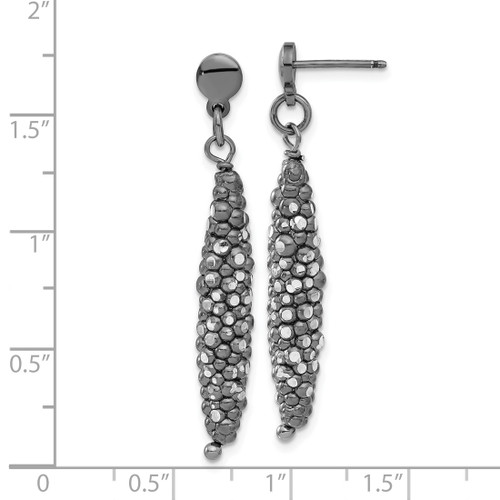 Ruthenium-Plated Sterling Silver and Ruthenium Plated Textured Post Dangle Earrings, 45.2 mm - View 2