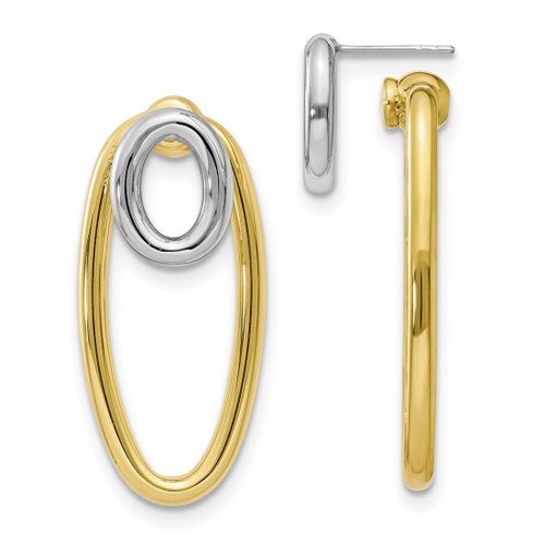 Sterling Silver & Gold-Tone Front & Back Oval Post Drop Earrings, 38 mm