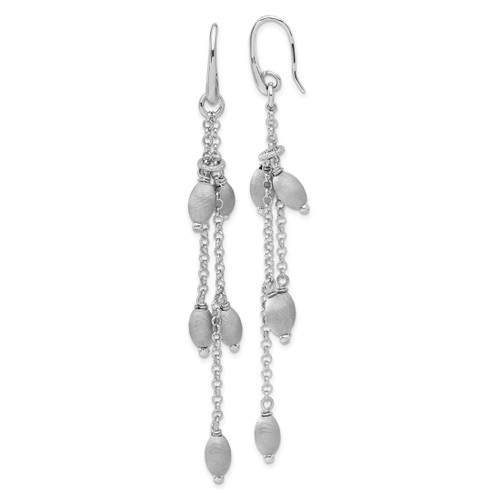 Sterling Silver & Textured Beads Triple Strand Dangle French Wire Earrings, 86.75 mm