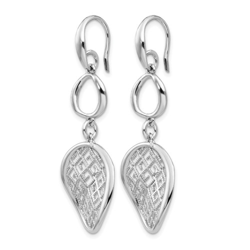 Sterling Silver Rhodium-Plated Filigree Dangle French Wire Earrings, 56.7 mm - View 2