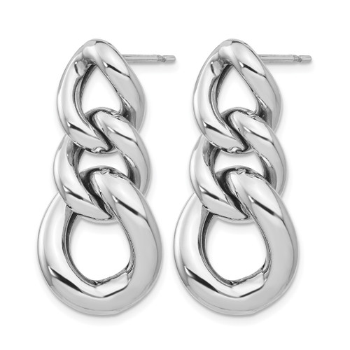 Sterling Silver Rhodium-Plated Polished Post Dangle Earrings, 31.67 mm - View 2