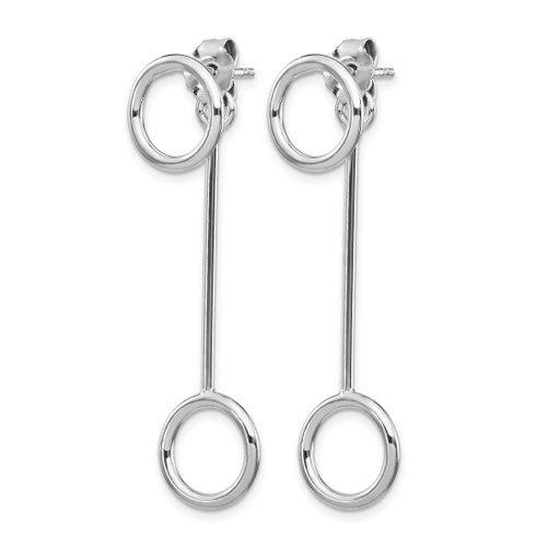 Sterling Silver Rhodium-Plated Polished Front & Back Post Dangle Earrings, 43 mm - View 2
