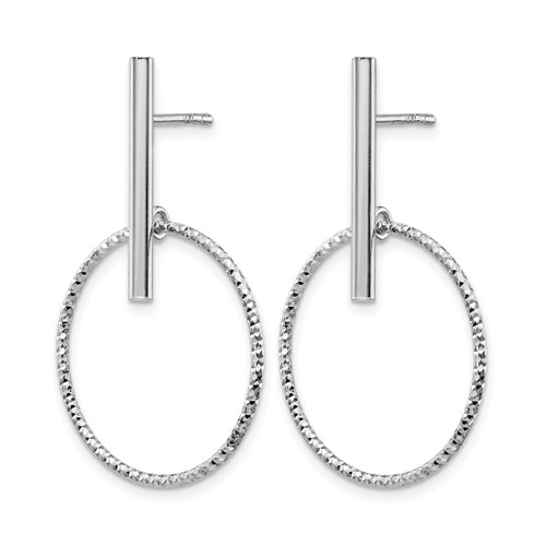 Sterling Silver Rhodium-Plated Radiant Essence Diamond-Cut Post Dangle Earrings, 36 mm - View 2