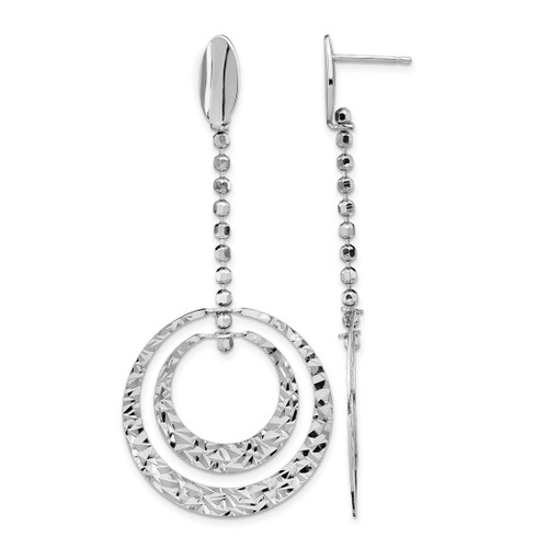 Sterling Silver Rhodium-Plated Polished Diamond-Cut Dangle Earrings, 64.5 mm