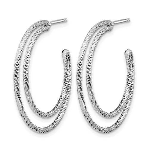 Sterling Silver Rhodium-Plated Diamond-Cut Hoop Earrings, 30.5 mm - View 2
