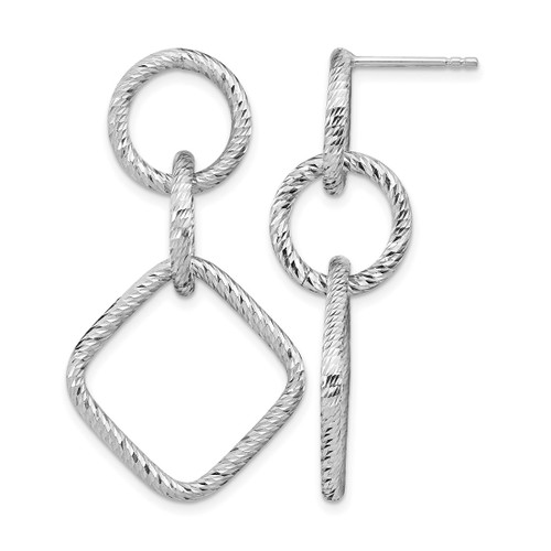 Sterling Silver Rhodium-Plated Diamond-Cut Post Dangle Earrings, 43 mm