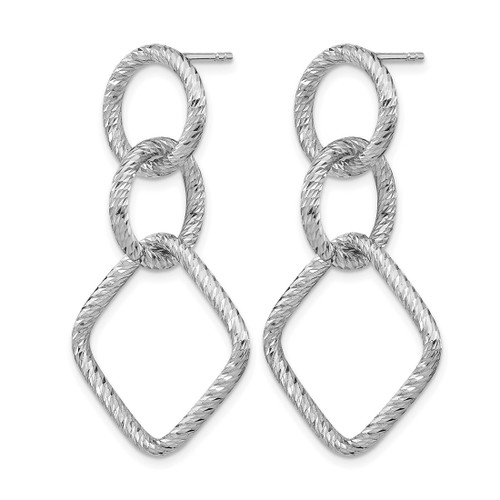 Sterling Silver Rhodium-Plated Diamond-Cut Post Dangle Earrings, 43 mm - View 2