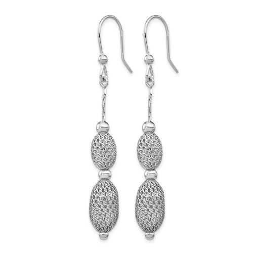 Sterling Silver Rhodium-Plated Beaded Dangle French Wire Earrings, 66 mm - View 2