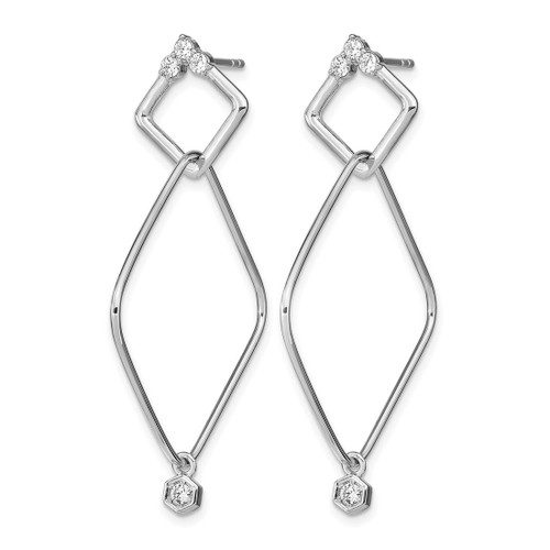 Sterling Silver Rhodium-Plated Cubic Zirconia Geometric Post Dangle Earrings, 47 mm - View 2