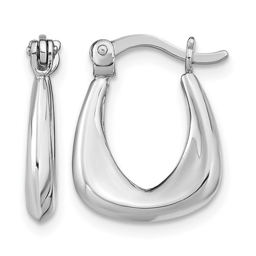 Sterling Silver Rhodium-Plated Huggie Hoop Earrings, 15.75 mm