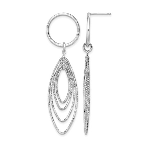 Sterling Silver Rhodium-Plated Post Dangle Earrings, 63.6 mm