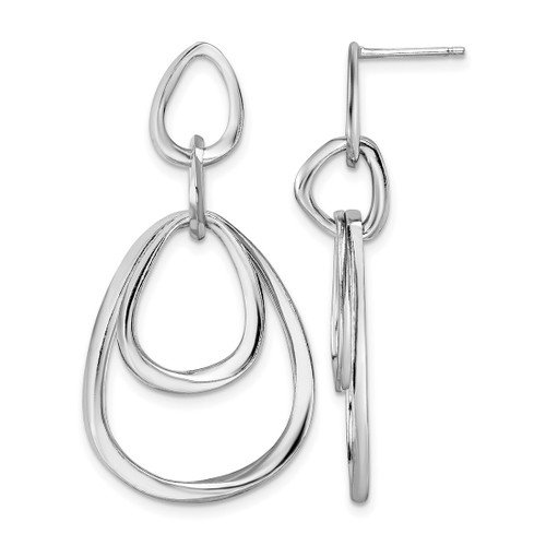 Sterling Silver Rhodium-Plated Polished Post Dangle Earrings, 42 mm