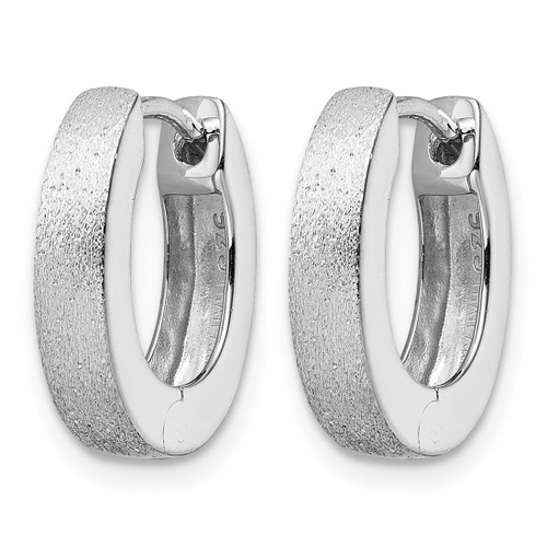 Radiant Essence Sterling Silver Rhodium-Plated Diamond-Cut Brushed Oval Hoop Earrings, 15.45 mm - View 2