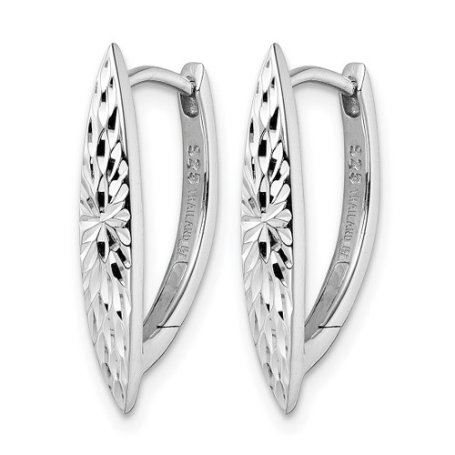 Sterling Silver Rhodium-Plated Diamond-Cut Hoop Earrings, 21.8 mm - View 2