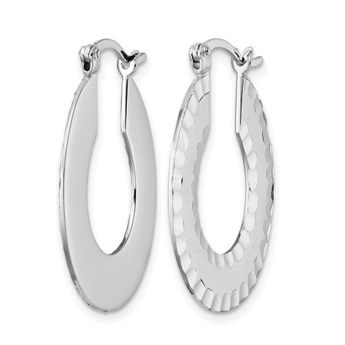Radiant Essence Sterling Silver Rhodium-Plated Brushed Diamond-Cut Hoop Earrings, 30.61 mm - View 2