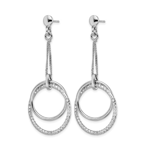 Sterling Silver Rhodium-Plated Polished Diamond-Cut Post Dangle Earrings, 58.18 mm - View 2