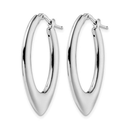 Sterling Silver Rhodium-Plated Polished Oval Hoop Earrings, 35 mm - View 2
