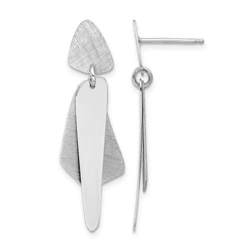 Sterling Silver Rhodium-Plated Polished and Brushed Post Dangle Earrings, 39.58 mm