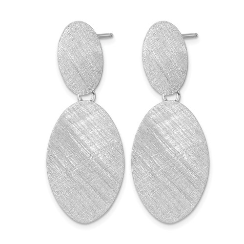 Sterling Silver Rhodium-Plated Brushed Ovals Post Dangle Earrings, 40.25 mm - View 2
