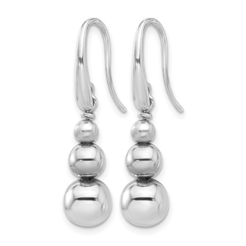 Sterling Silver Rhodium-Plated Polished Beads Shepherd'S Hook Dangle French Wire Earrings, 33.53 mm - View 2