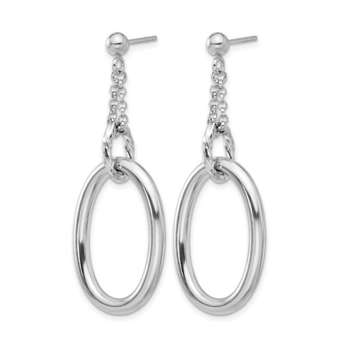 Sterling Silver Rhodium-Plated Oval Post Dangle Earrings, 48.85 mm - View 2