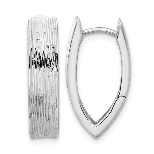 Sterling Silver Rhodium-Plated and Diamond-Cut Fancy Hinged Hoop Earrings, 22.83 mm