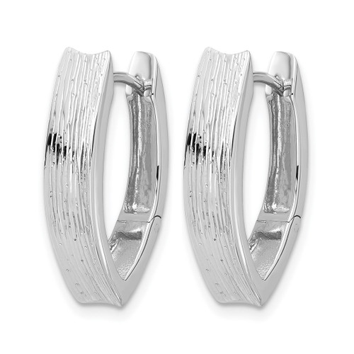 Sterling Silver Rhodium-Plated and Diamond-Cut Fancy Hinged Hoop Earrings, 22.83 mm - View 2