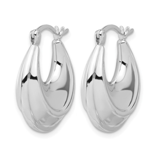 Sterling Silver Rhodium-Plated Graduating Puffed Hoop Earrings, 23.17 mm - View 2