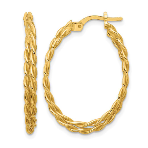 Sterling Silver Gold-Tone Polished Twisted Lrg Oval Hoop Earrings, 29 mm
