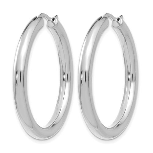 Sterling Silver Rhodium-Plated 3.5 mm Tube Hoop Earrings, 32 mm Long - View 2