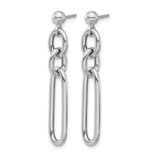 Sterling Silver Rhodium-Plated Polished Fancy Link Post Dangle Earrings, 38.7 mm - View 2