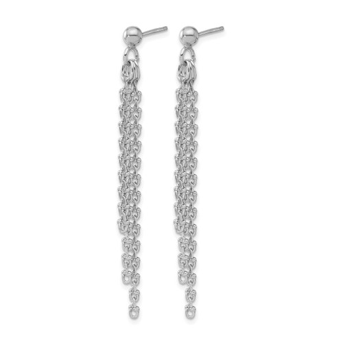 Sterling Silver Rhodium-Plated Polished 3-Strand Post Dangle Earrings, 57.5 mm - View 2
