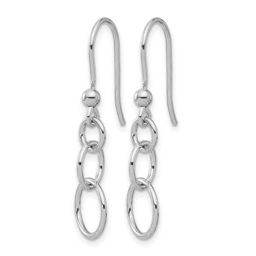 Sterling Silver Rhodium-Plated Polished Graduated Circle Dangle French Wire Earrings, 34 mm - View 2