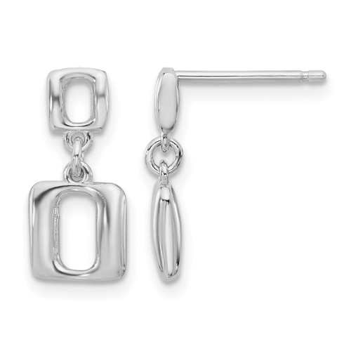 Sterling Silver Rhodium-Plated Square Link Dangle Earrings, 15.5 mm