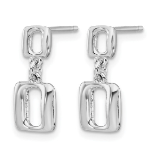 Sterling Silver Rhodium-Plated Square Link Dangle Earrings, 15.5 mm - View 2