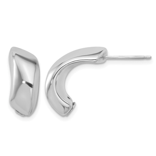 Sterling Silver Rhodium-Plated Polished J-Hoop Earrings, 19.7 mm