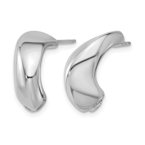 Sterling Silver Rhodium-Plated Polished J-Hoop Earrings, 19.7 mm - View 2