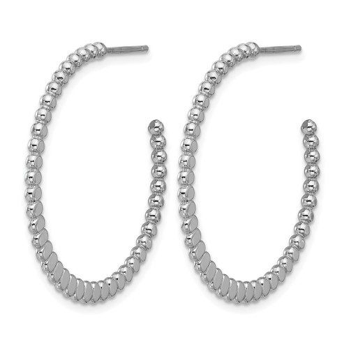 Sterling Silver Rhodium-Plated Polished J-Hoop Earrings, 32.5 mm - View 2