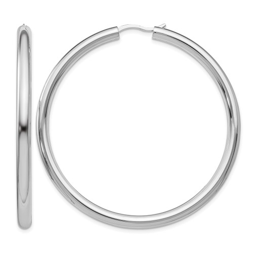 Sterling Silver Rhodium-Plated 3.5 mm Tube Hoop Earrings, 52 mm Long