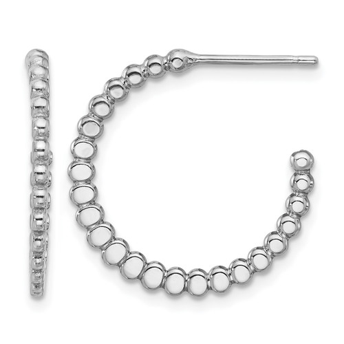 Sterling Silver Rhodium-Plated Polished J-Hoop Earrings, 21.5 mm