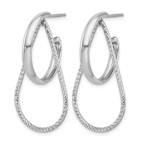 Sterling Silver Rhodium-Plated Polished and Diamond-Cut Dangle Earrings, 37.5 mm - View 2