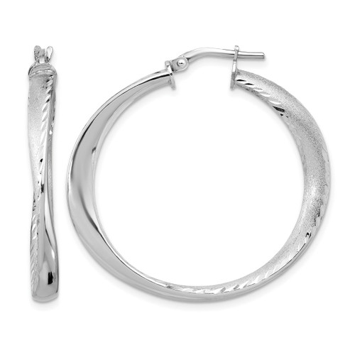 Sterling Silver Rhodium-Plated Polished Hoop Earrings, 36 mm