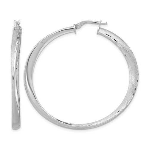 Sterling Silver Rhodium-Plated Polished Hoop Earrings, 48 mm