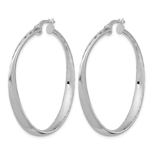 Sterling Silver Rhodium-Plated Polished Hoop Earrings, 48 mm - View 2