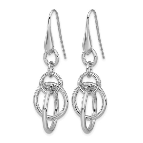 Sterling Silver Rhodium-Plated Polished Circle Dangle French Wire Earrings, 52 mm - View 2