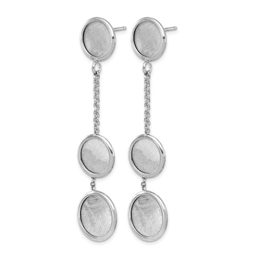 Sterling Silver Rhodium-Plated Radiant Essence Polished/Scratch Dangle Earrings, 62.3 mm - View 2