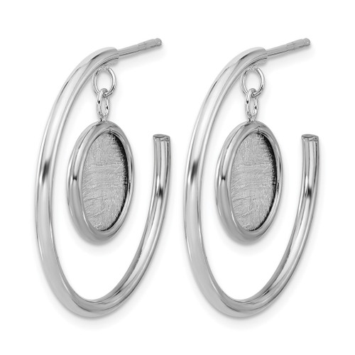 Sterling Silver Rhodium-Plated Radiant Essence Polished/Scratch Hoop Earrings, 28.3 mm - View 2