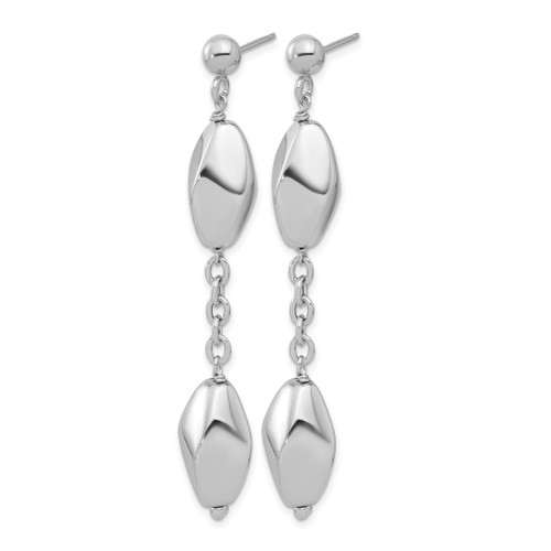 Sterling Silver Rhodium-Plated Polished Post Dangle Earrings, 62.5 mm - View 2