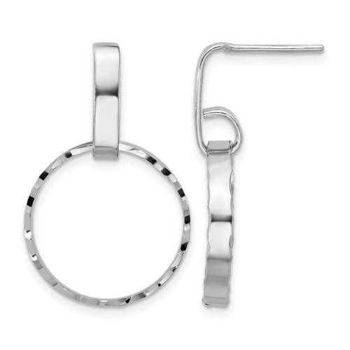 Sterling Silver Rhodium-Plated Diamond-Cut Circles Post Dangle Earrings, 28.8 mm