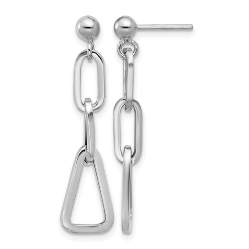 Sterling Silver Rhodium-Plated-Plate Geometric Link Dangle Earrings, 38 mm